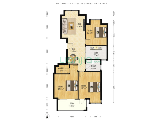 吴越祥庭 3室2厅1卫 125平方