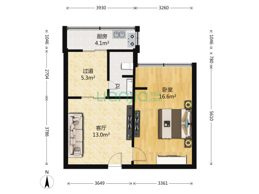 文华路 1室1厅1卫 49平方