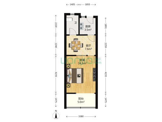 马桥镇东街11号 1室1厅1卫 49平方