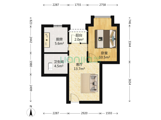 南国明珠三期 1室1厅1卫 45平方