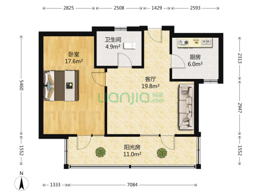 紫薇公寓 1室1厅1卫 74平方