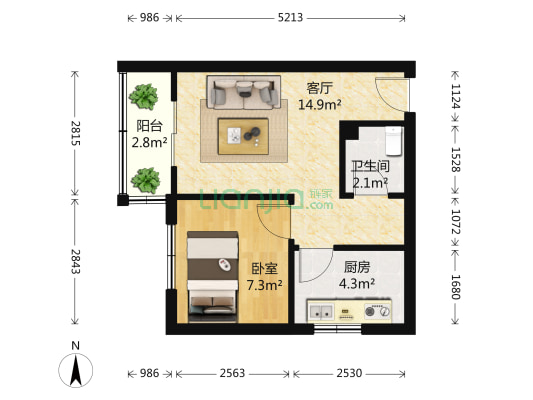 新雅中街69号 1室1厅1卫 39平方
