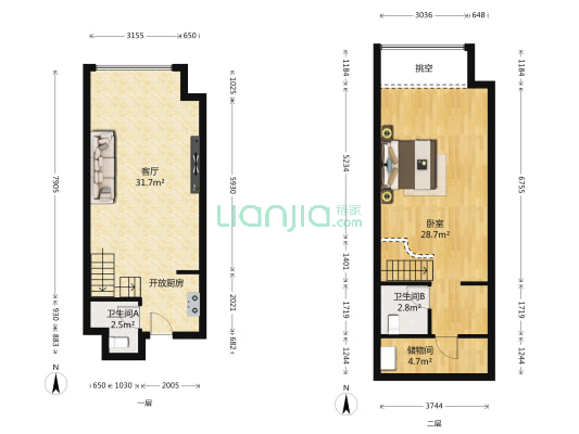 中南金石国际广场 1室1厅2卫 61平方