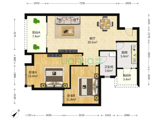 金沙兰亭 2室1厅1卫 89平方