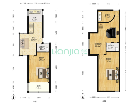 观城花园 3室1厅2卫 61平方