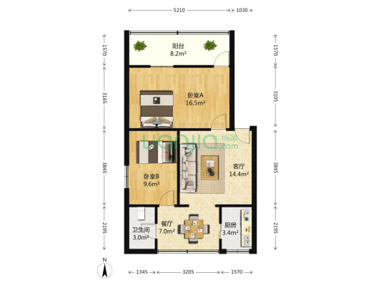 柳城街道航天路社区公园家属院 2室2厅1卫 72平方