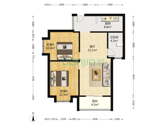 龙源映象 2室1厅1卫 84平方