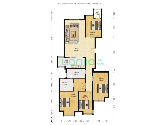 晓港名城三期 4室1厅2卫 165平方