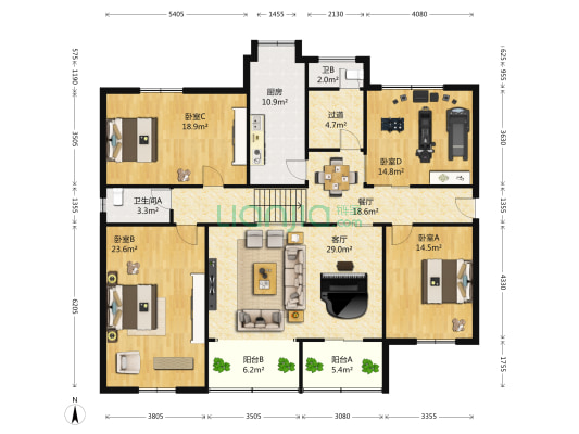 梅苑小区三期 4室2厅2卫 175平方