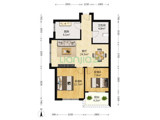 三塘菊园 2室1厅1卫 81平方