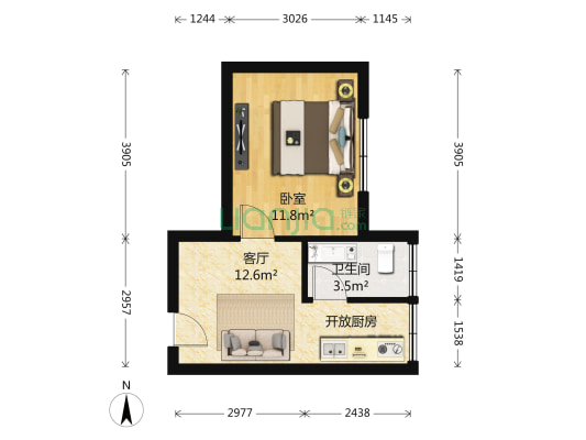 更新巷（大菜市商圈） 1室1厅1卫 38平方