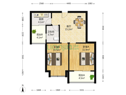 水岸逸景花园 2室1厅1卫 79平方