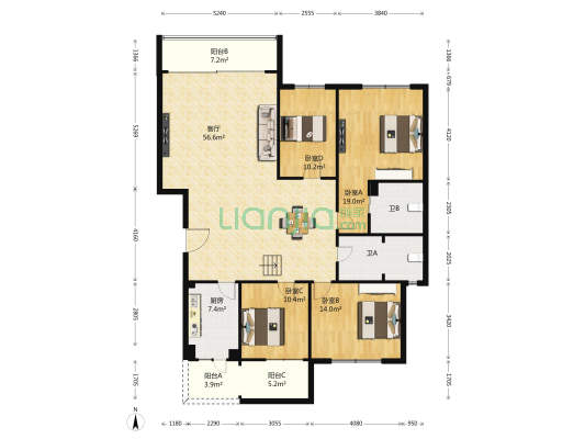 成都花园翠雍华庭 4室1厅2卫 161平方