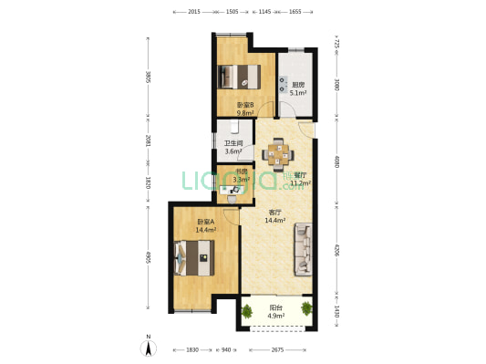 西上海御庭 3室2厅1卫 91平方