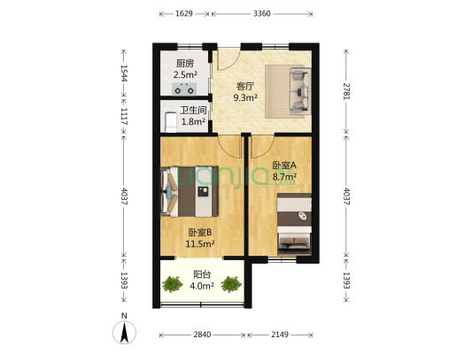 积善坊巷 2室1厅1卫 48平方