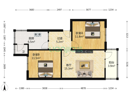平安巷21号 2室1厅1卫 59平方