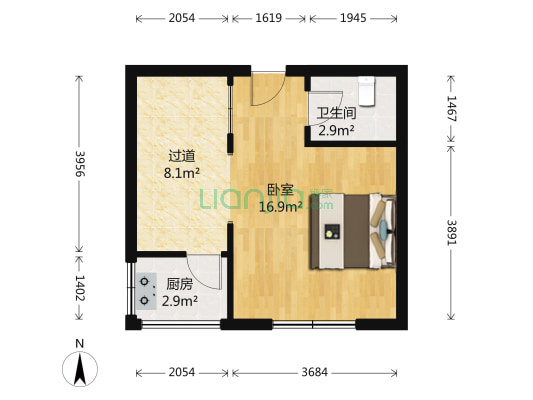 顺达温泉花园二期 1室0厅1卫 43平方