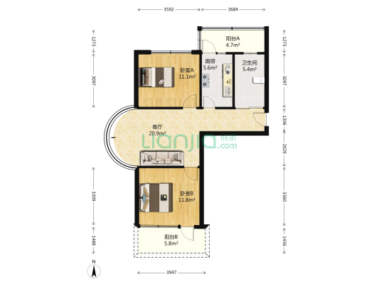 金马公寓 2室1厅1卫 85平方