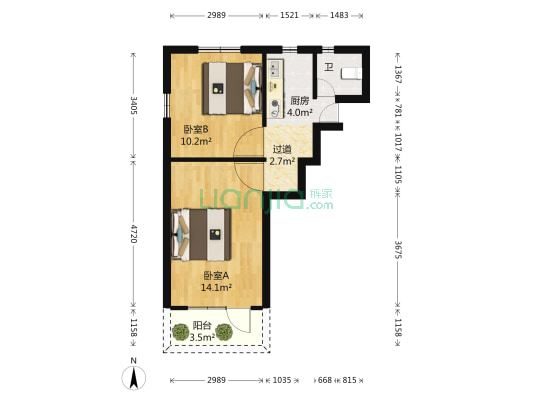 宝钢三村 2室0厅1卫 49平方