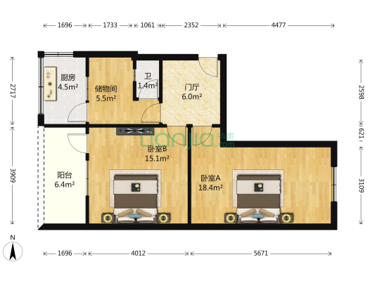 狮子巷56号 2室0厅1卫 64平方