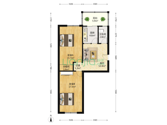 龙山路 2室1厅1卫 71平方