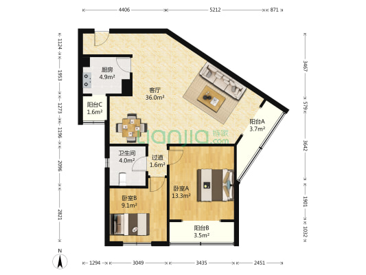 长峰大厦 2室1厅1卫 111平方