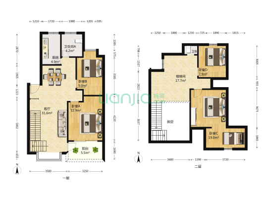 恋湖家园一期 4室1厅2卫 87平方