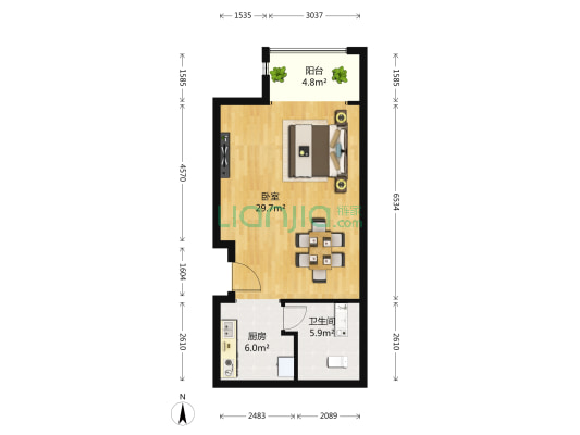 国瑞城西区 1室0厅1卫 66平方
