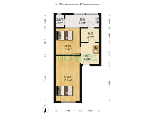 上半节巷13号 2室1厅1卫 55平方