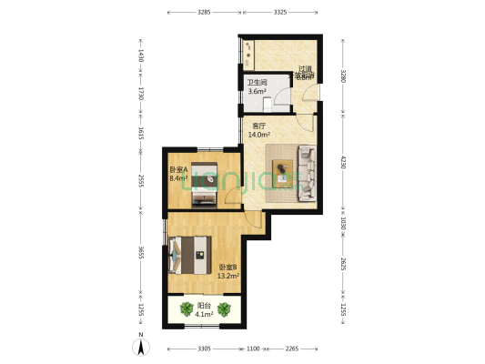 红旗教师公寓 2室1厅1卫 74平方