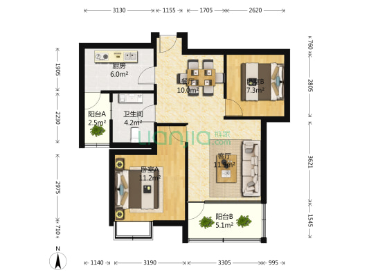 印象欧洲(公寓) 2室2厅1卫 81平方
