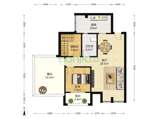 祥域 1室1厅1卫 129平方