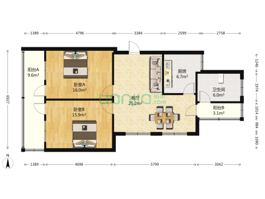 老财政宿舍 2室1厅1卫 93平方
