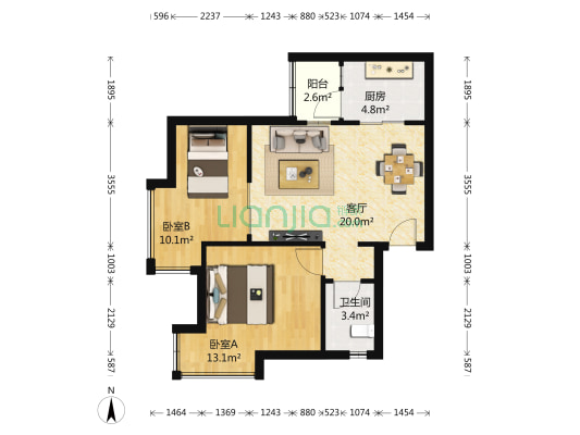 北回归线一期 2室1厅1卫 64平方