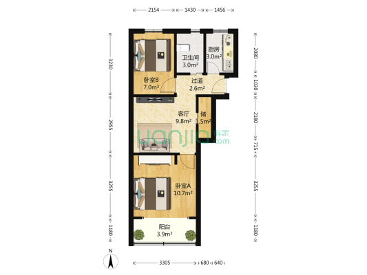 电机二村 2室1厅1卫 53平方