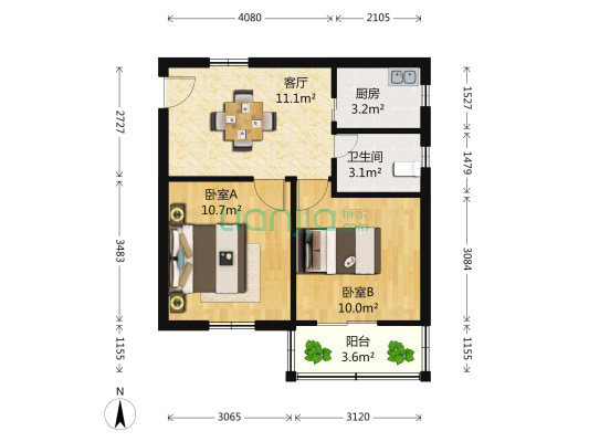 万寿新村一、二区 2室1厅1卫 58平方