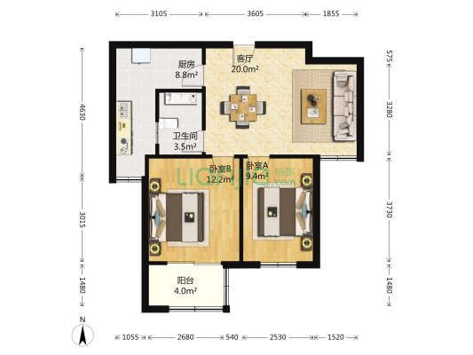 惠益新苑 2室1厅1卫 79平方