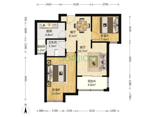 东绣苑 2室2厅1卫 74平方