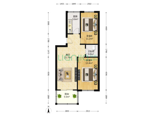 兰玉街 2室1厅1卫 87平方