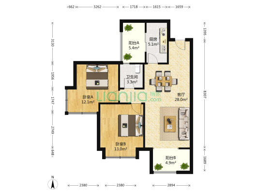 金河谷四期 2室1厅1卫 88平方
