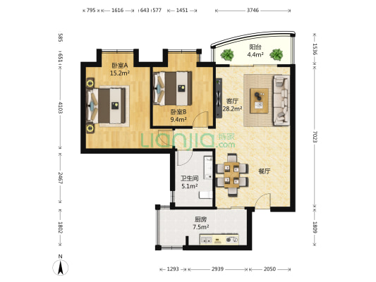 蓉铁花园 2室1厅1卫 86平方
