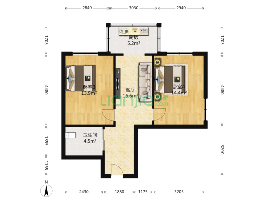 东天居民自治小区 2室1厅1卫 76平方