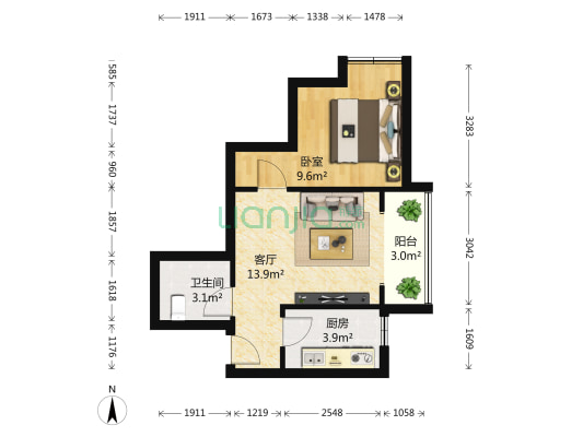 丽水澜庭A区 1室1厅1卫 47平方