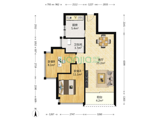 蕙兰雅居 2室1厅1卫 73平方