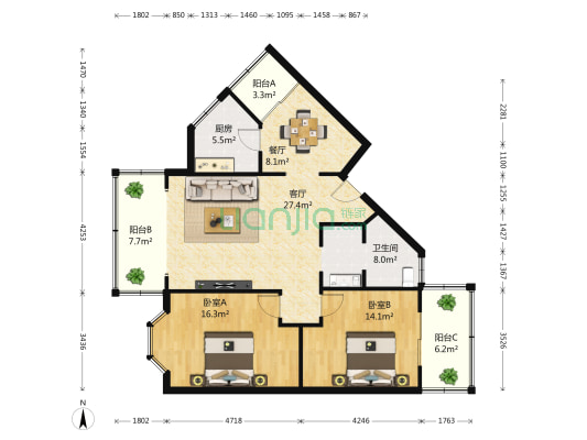 晋阳路216号 2室2厅1卫 102平方