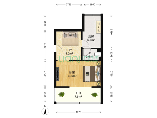 蜀汉街6号 1室0厅1卫 43平方
