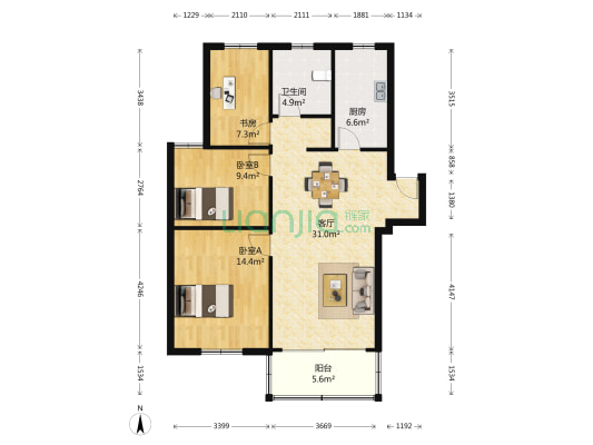 青盈苑 3室1厅1卫 100平方