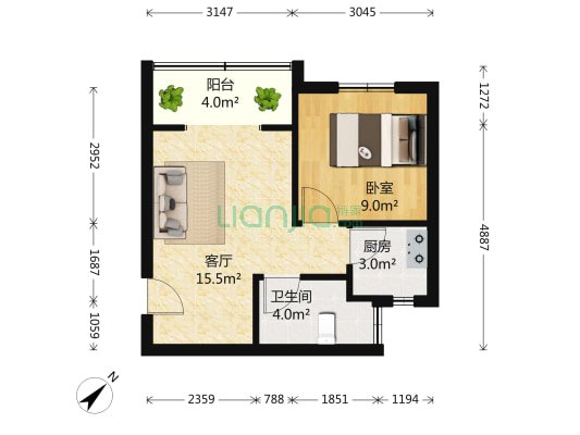 新光社区文韵苑 1室1厅1卫 38平方