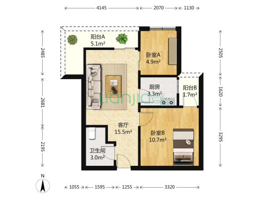 花样年华新街坊二期 2室1厅1卫 62平方