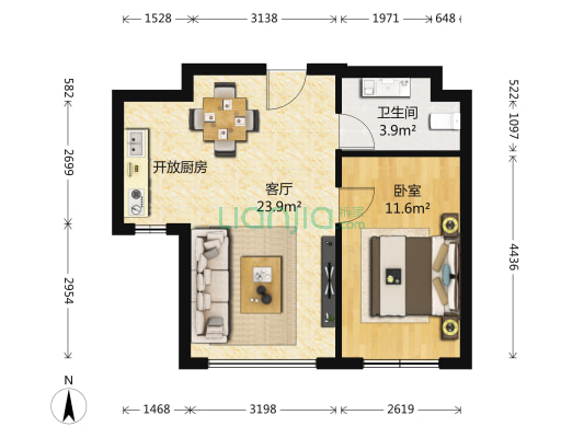海天富地 1室1厅1卫 56平方
